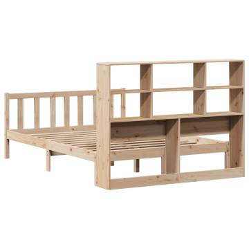 Bookcase Bed without Mattress 140x190 cm - Solid Pine Wood