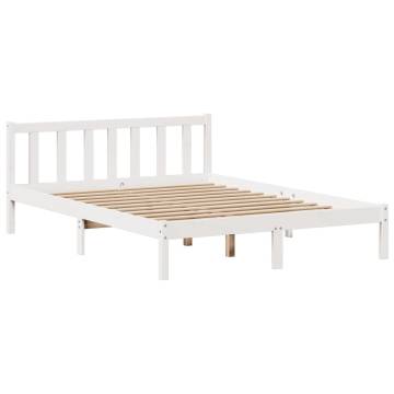 Bookcase Bed without Mattress - White King Size Solid Pine