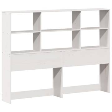 Bookcase Bed without Mattress - White King Size Solid Pine