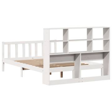 Bookcase Bed without Mattress - White King Size Solid Pine