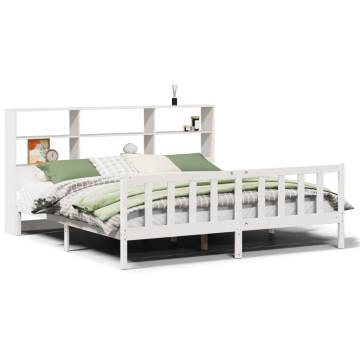 Bookcase Bed without Mattress - White Super King Solid Pine 180x200