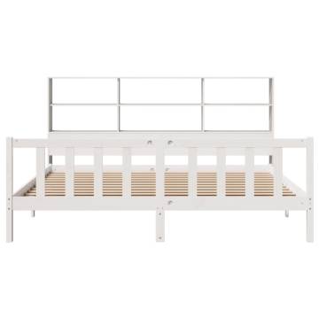 Bookcase Bed without Mattress - White Super King Solid Pine 180x200