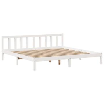 Bookcase Bed without Mattress - White Super King Solid Pine 180x200