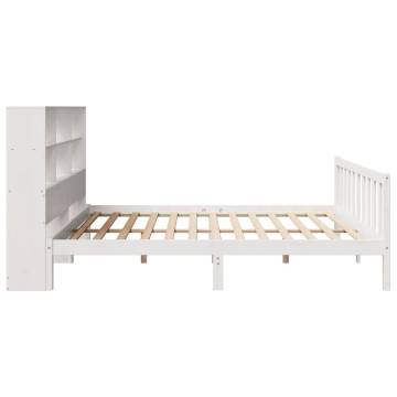 Bookcase Bed without Mattress - White Super King Solid Pine 180x200