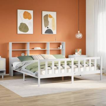 Bookcase Bed without Mattress - White Solid Pine 200x200 cm