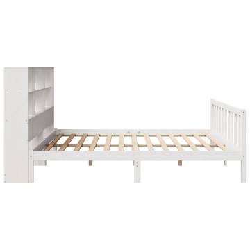 Bookcase Bed without Mattress - White Solid Pine 200x200 cm