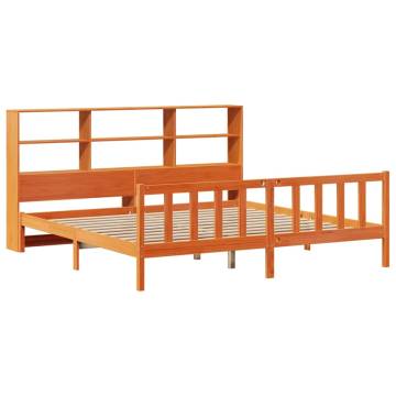 Bookcase Bed without Mattress - Wax Brown Solid Pine 200x200 cm