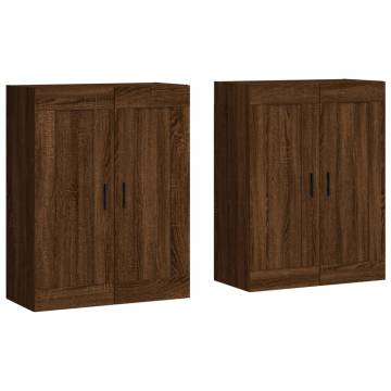 Wall Mounted Cabinets 2 pcs Brown Oak Engineered Wood | Hipo Market