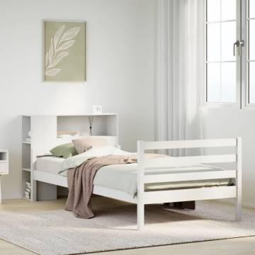 White Bookcase Bed 100x200 cm - Solid Pine Wood | HipoMarket