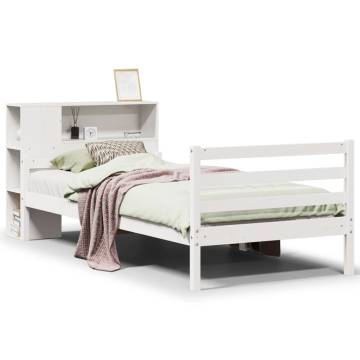 White Bookcase Bed 100x200 cm - Solid Pine Wood | HipoMarket