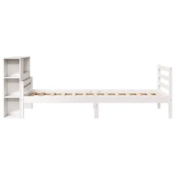 White Bookcase Bed 100x200 cm - Solid Pine Wood | HipoMarket