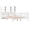 Bookcase Bed without Mattress - White Solid Wood Pine 120x200cm