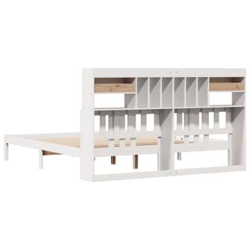 Bookcase Bed Without Mattress - Solid Wood Pine, White 200x200 cm