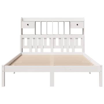 Bookcase Bed without Mattress - White Pine 160x200 cm