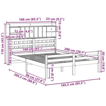 Bookcase Bed without Mattress - White Pine 160x200 cm