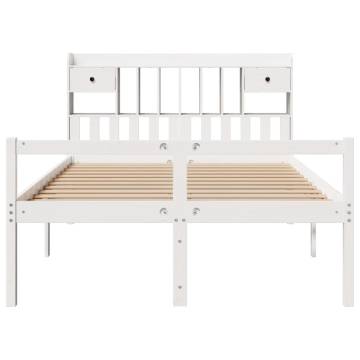 Bookcase Bed without Mattress - White Solid Pine 140x200 cm