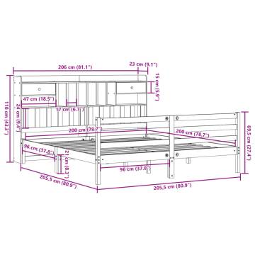 Bookcase Bed 200x200 cm - Solid Pinewood Frame | HipoMarket