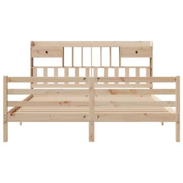 Bookcase Bed 180x200 cm Super King Solid Pine Wood - HipoMarket