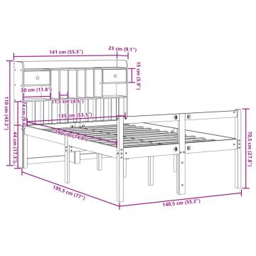 Bookcase Bed without Mattress Wax Brown 135x190 cm Double