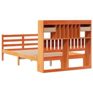 Bookcase Bed without Mattress - Wax Brown 120x190 cm