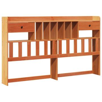 Bookcase Bed Wax Brown 180x200 cm Super King Solid Wood Pine