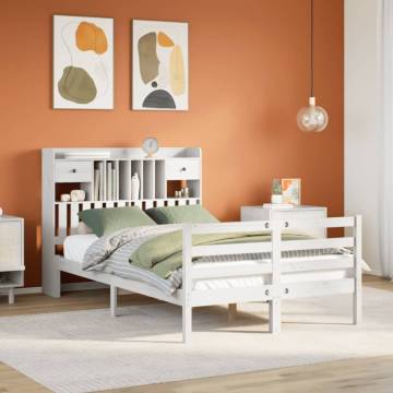 Bookcase Bed without Mattress - White 120x190 cm Small Double