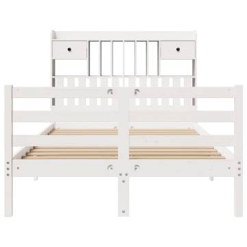 Bookcase Bed without Mattress - White 120x190 cm Small Double