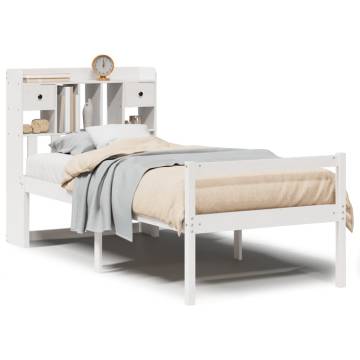 Bookcase Bed without Mattress White 75x190 cm - Solid Wood Pine