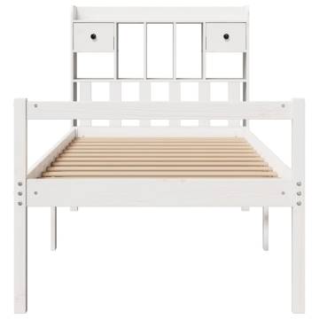 Bookcase Bed without Mattress White 75x190 cm - Solid Wood Pine