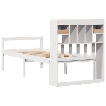 Bookcase Bed without Mattress White 75x190 cm - Solid Wood Pine