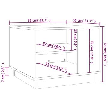 Brown Oak Coffee Table 55x55x43 cm - Modern Design