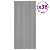 Roof Panels - 36 pcs Galvanised Steel Grey | 100x45 cm