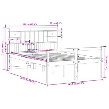 Bookcase Bed without Mattress - Solid Pine 160x200cm Wax Brown