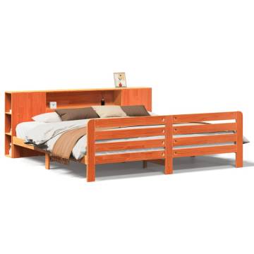 Wax Brown Bed Frame 200x200 cm - Solid Pine Wood