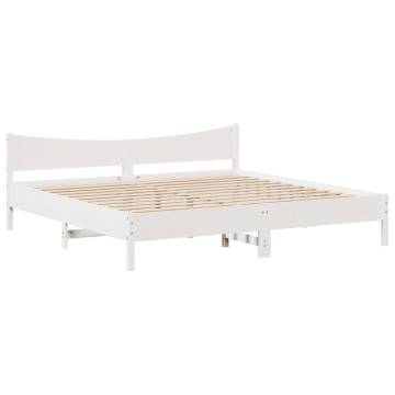 White 180x200 cm Super King Bed Frame - Solid Pine | HipoMarket