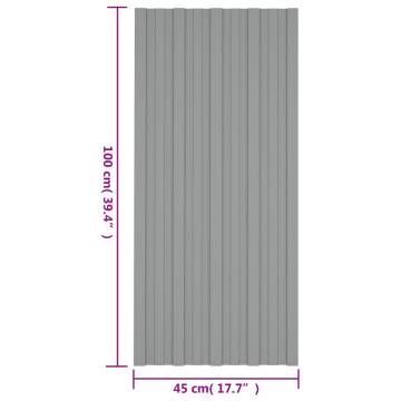 Roof Panels - 36 pcs Galvanised Steel Grey | 100x45 cm