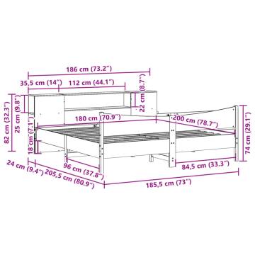 White 180x200 cm Super King Bed Frame - Solid Pine | HipoMarket