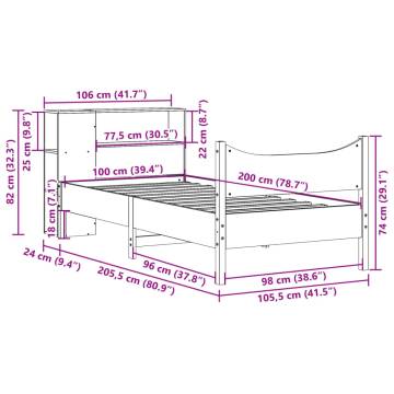 Solid Wood Pine Bed Frame 100x200 cm | Modern & Space-Saving