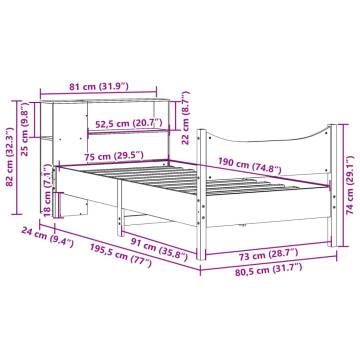 Solid Wood Pine Bed Frame 75x190 cm - Small Single