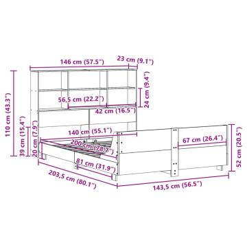 Solid Wood Bed Frame - Wax Brown 140x200 cm | Hipo Market