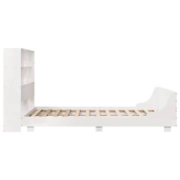 White 140x190 cm Solid Wood Pine Bed Frame - Hipomarket UK