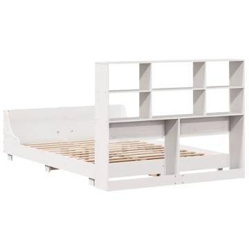 White 140x190 cm Solid Wood Pine Bed Frame - Hipomarket UK