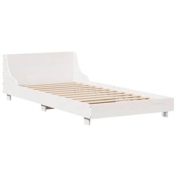 White Bed Frame 75x190 cm - Solid Pine Small Single