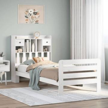 Bookcase Bed without Mattress - White Solid Pine 100x200 cm