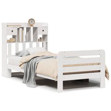 Bookcase Bed without Mattress - White Solid Pine 100x200 cm