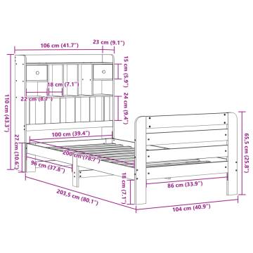 Bookcase Bed without Mattress - White Solid Pine 100x200 cm