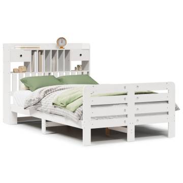 Bookcase Bed Without Mattress - White Solid Wood 120x200 cm