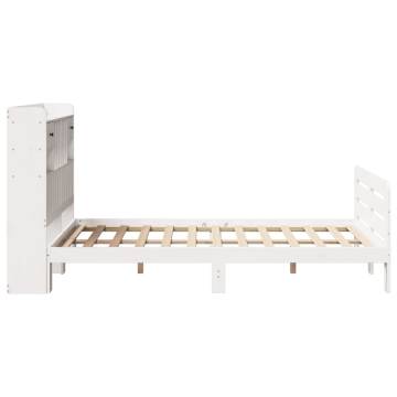 Bookcase Bed Without Mattress - White Solid Wood 120x200 cm