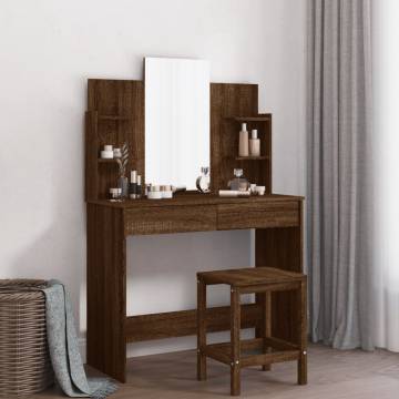 Dressing Table with Mirror - Brown Oak 96x39x142 cm