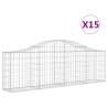 Arched Gabion Baskets 15 pcs | Galvanised Iron Garden Barriers